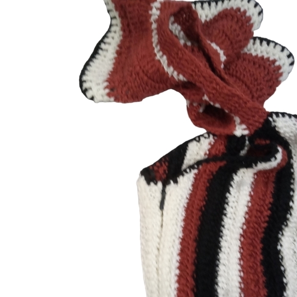 Zara Limited Edition Rust White Black Crocheted Ruffles Trim Striped Jum… - Picture 8 of 9